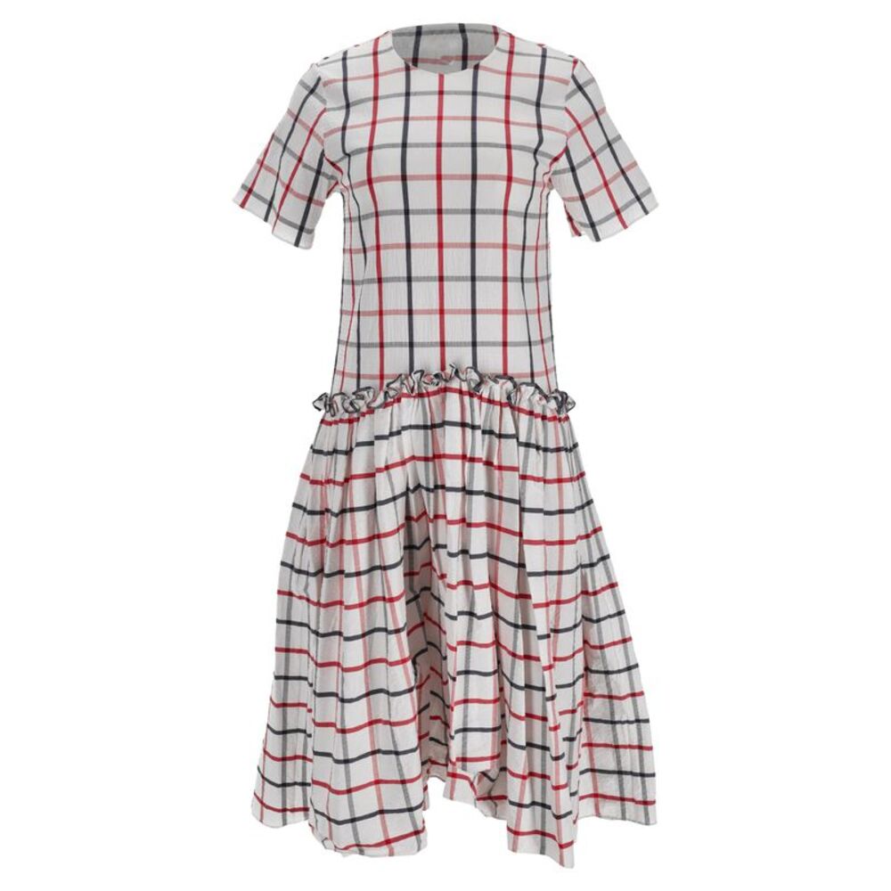 Rosie Assoulin Check Mini Dress in White Cotton